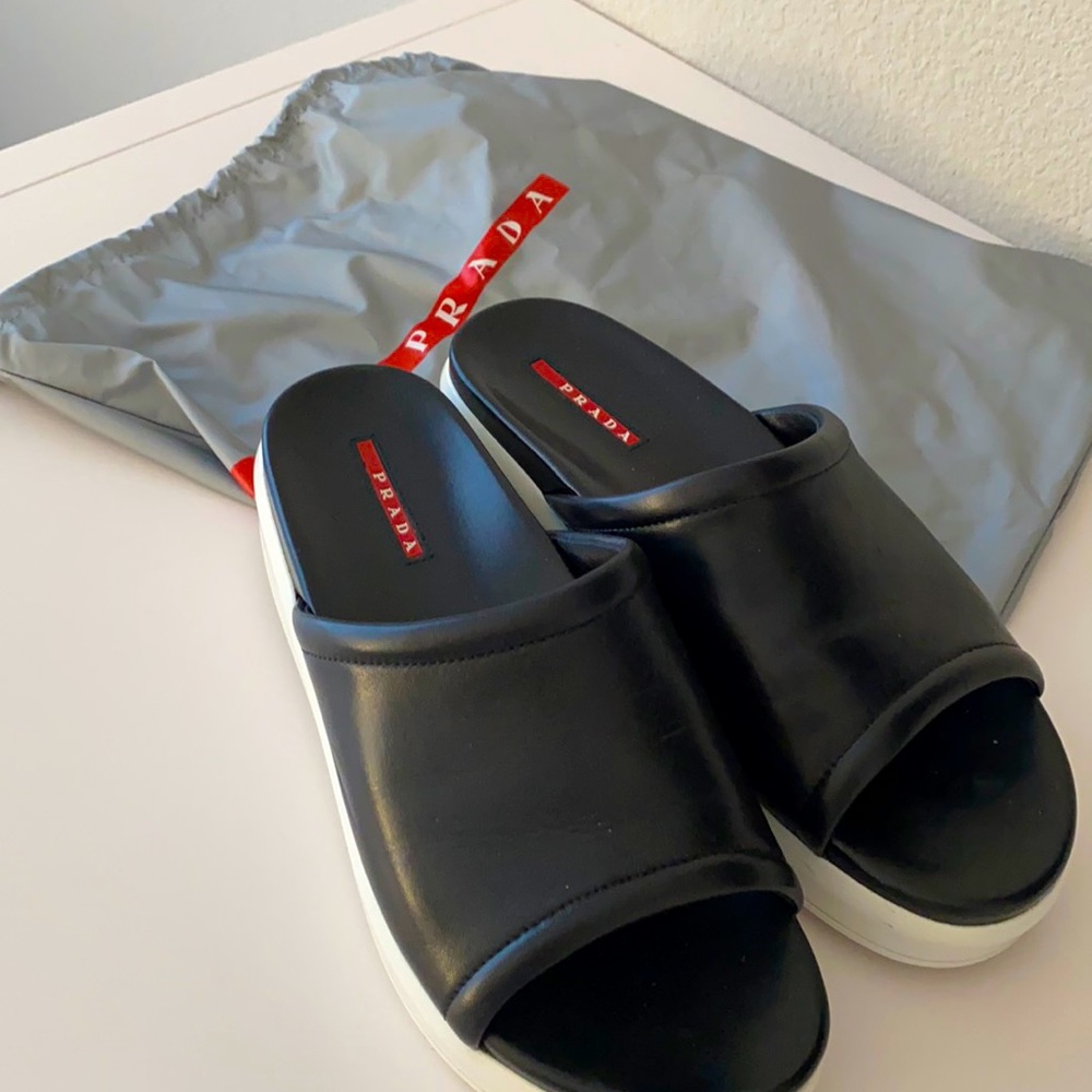 Prada leather slides